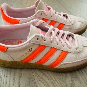Adidas Soft Pink and Bright Orange Shoes